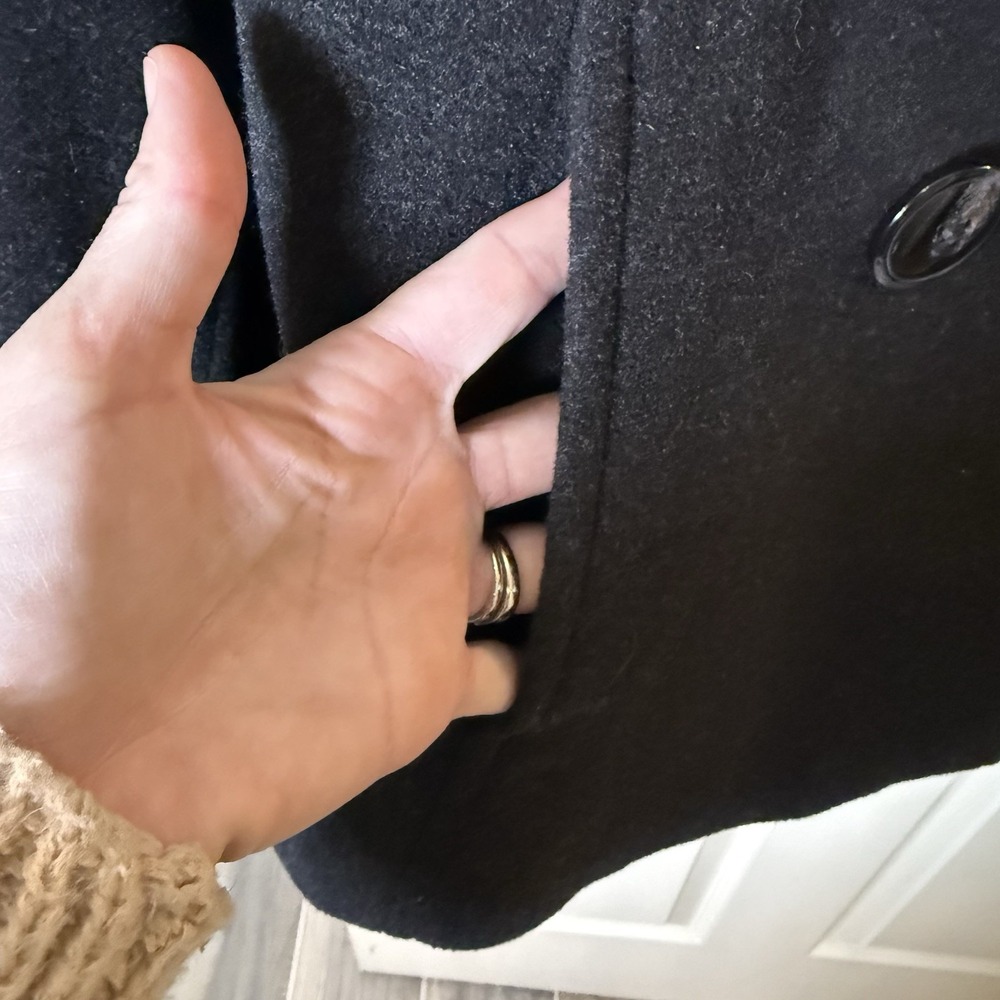 London Fog Women's Wool Blend Double Breasted Pea Coat Dark Grey L Classic - Picture 5 of 12